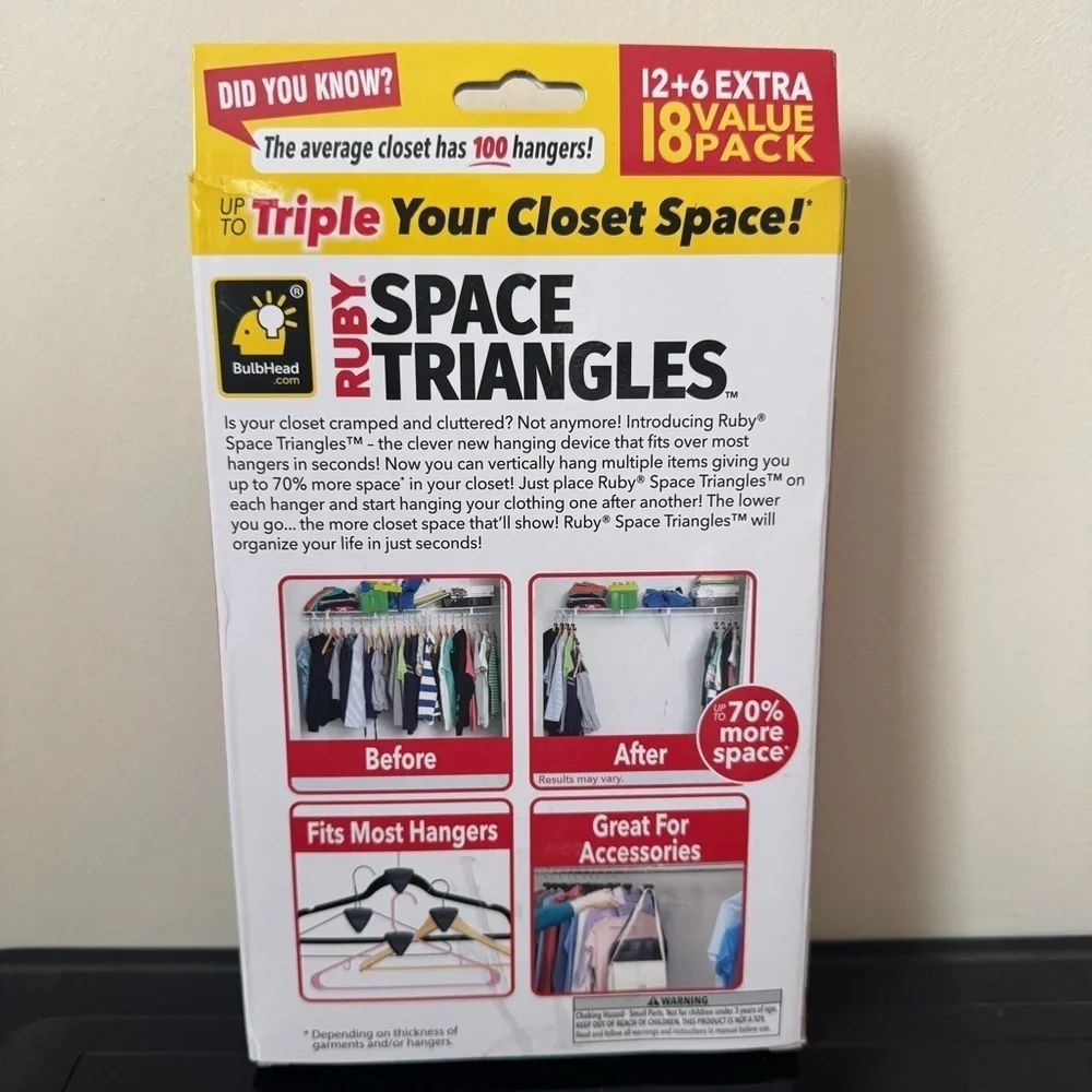 Ruby Space Saving Triangles 18-Piece Closet Storage Value Pack NEW in Box